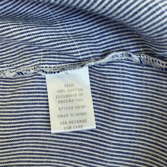 See And Be Seen Sz L Floral Embroidered Maxi Dress Striped Smocked Waist Beachy - Picture 14 of 16